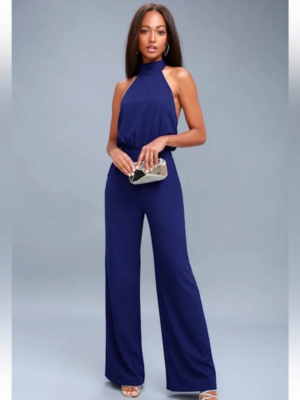 NWT Lulus Moment For Life Royal Blue Halter Jumpsuit